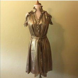 Rachel Zoe Gold Metallic Dress SZ 12